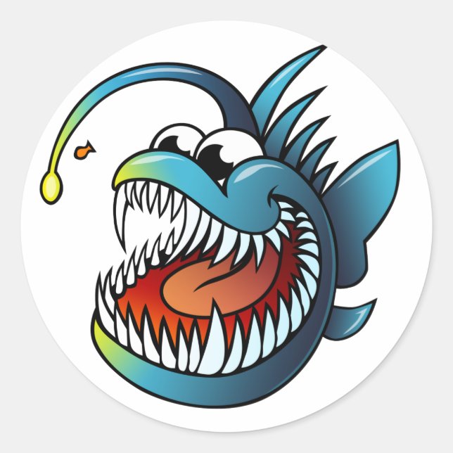 Adesivo Redondo Cartoon Angler Fish (Frente)