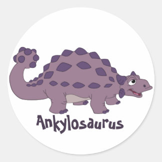 Adesivo Redondo Cartoon Ankylosaurus