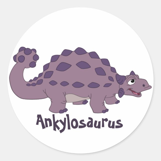 Adesivo Redondo Cartoon Ankylosaurus (Frente)