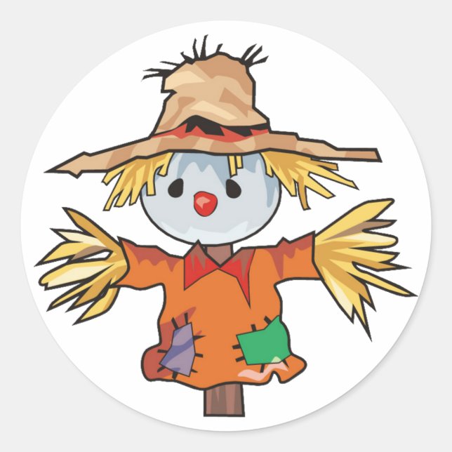Adesivo Redondo Cartoon Autumn Scarecrow (Frente)