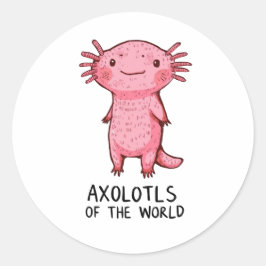 Adesivo Redondo Cartoon Axolotl desenhado À Mão