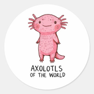 Adesivo Redondo Cartoon Axolotl desenhado À Mão