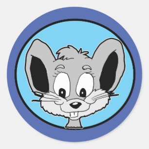 Adesivo Redondo Cartoon Baby Mouse Head