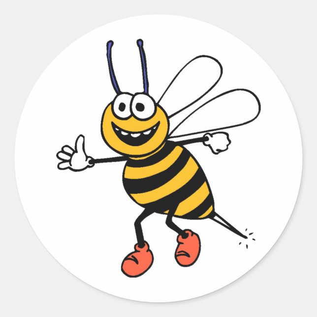 Adesivo Redondo Cartoon Bee Sticker (Frente)