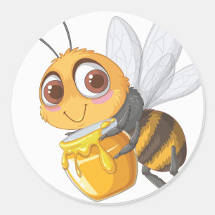 Adesivo Redondo Cartoon Bee Sticker