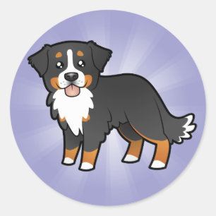 Adesivo Redondo Cartoon Bernese Mountain Dog