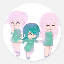 Adesivo Redondo Cartoon Best Friends Stickers