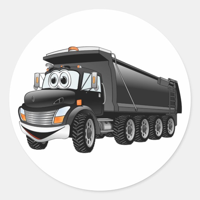 Adesivo Redondo Cartoon Black Dump Truck 10w (Frente)
