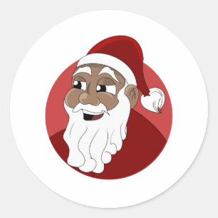 Adesivo Redondo Cartoon Black Santa Claus