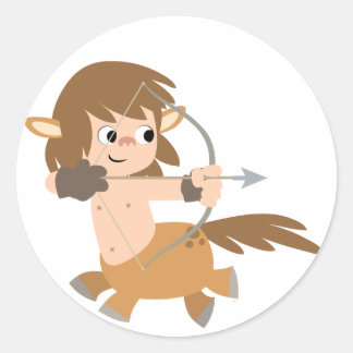 Adesivo Redondo Cartoon Bonito Centaur Sagittarius Baby Roupa