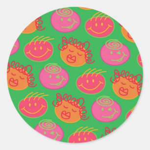 Adesivo Redondo Cartoon Bonito Escreve Bobo Diversão Cabeças de Bu