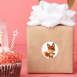 Adesivo Redondo Cartoon Bonito Inocente Fox Sticker