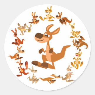 Adesivo Redondo Cartoon bonito Kangaroos Mandala Sticker