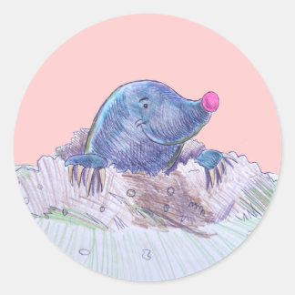 Adesivo Redondo Cartoon Bonito Mole e Molehill