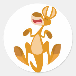 Adesivo Redondo Cartoon Bonito Pulando Kangaroo Sticker