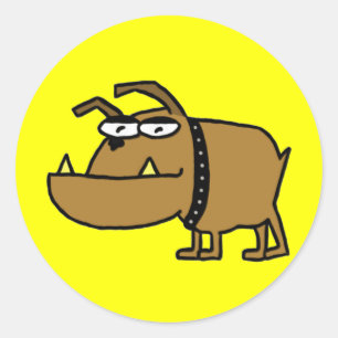 Adesivo Redondo Cartoon Bulldog Stickers