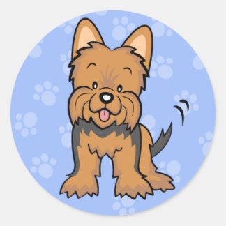Adesivo Redondo Cartoon Cachorro Cortante Yorkie Sticker