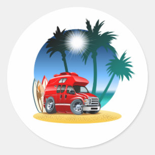 Adesivo Redondo Cartoon Camper