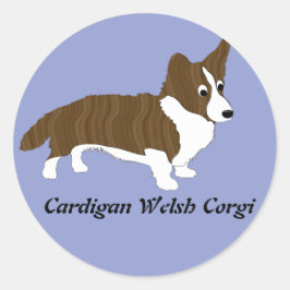 Adesivo Redondo Cartoon Cardigan Welsh Corgi (Brindle)