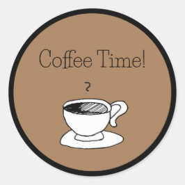 Adesivo Redondo Cartoon Cartoon Café Copa Demitasse Cartoon