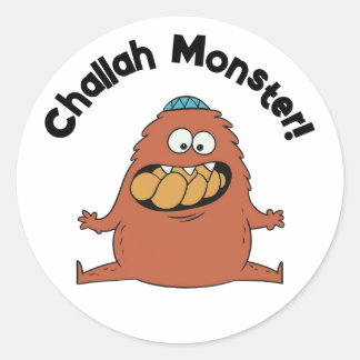 Adesivo Redondo Cartoon Challah Monster Shabbat Sticker