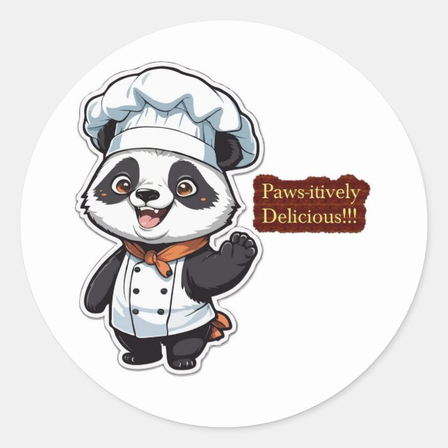Adesivo Redondo Cartoon Chef Panda - Personagem Culinária Adorável (Frente)