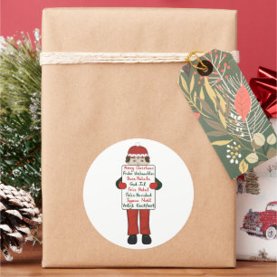 Adesivo Redondo Cartoon Child Holding Cartões de natal Sinal