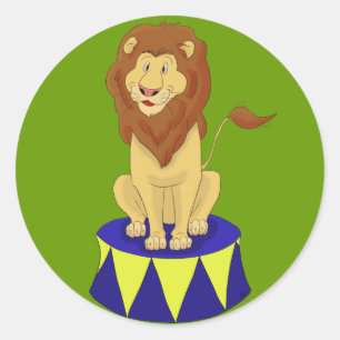 Adesivo Redondo Cartoon Circus Lion Sticker