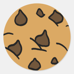 Adesivo Redondo Cartoon Clipart HUGE Chocolate Chip Cookie Dessert