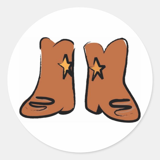 Adesivo Redondo Cartoon Cowboy Boots (Frente)