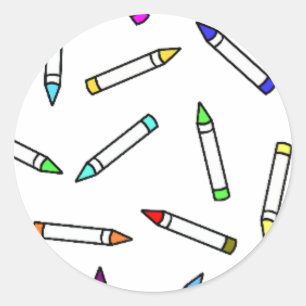 Adesivo Redondo Cartoon Crayon Pattern