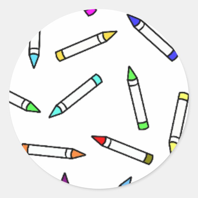 Adesivo Redondo Cartoon Crayon Pattern (Frente)