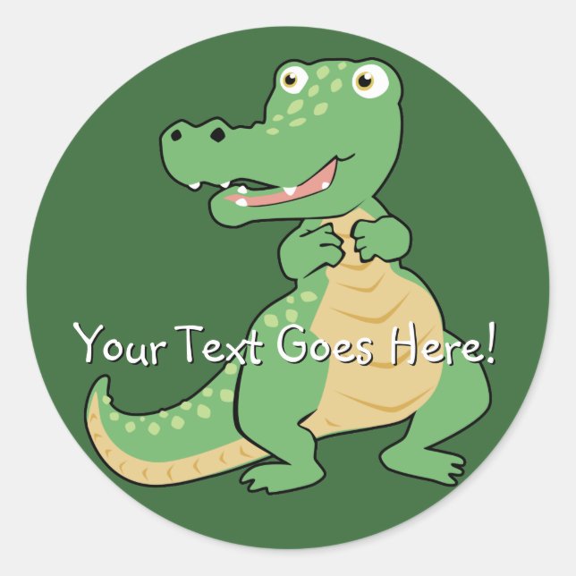 Adesivo Redondo Cartoon Crocodilo Sticker (Frente)