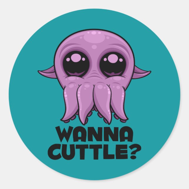 Adesivo Redondo Cartoon Cuttlefish (Frente)
