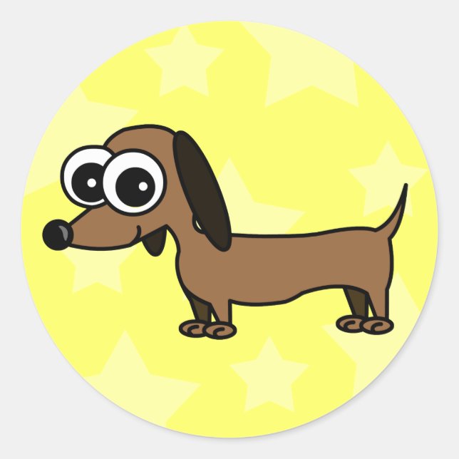 Adesivo Redondo Cartoon Dachshund Stickers (Frente)
