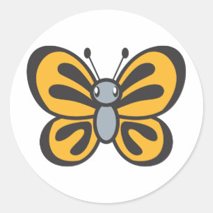 Adesivo Redondo Cartoon de Borboleta Laranja