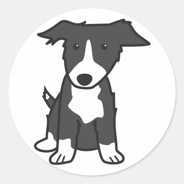 Adesivo Redondo Cartoon de Borda Collie Dog (Frente)