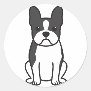 Adesivo Redondo Cartoon de Boston Terrier Dog
