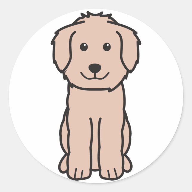 Adesivo Redondo Cartoon de Cachorro Goldendoodle (Frente)