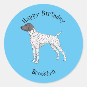 Adesivo Redondo Cartoon de cachorro-pintor alemão Shorthired