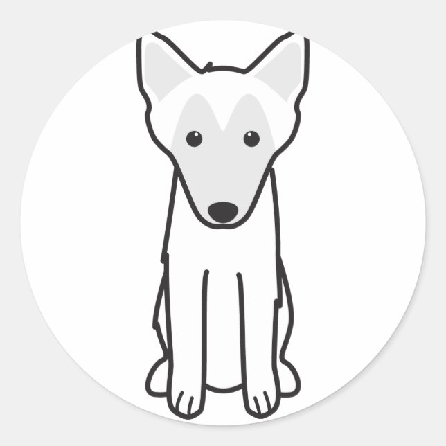 Adesivo Redondo Cartoon de Cão Malinois Belga (Frente)