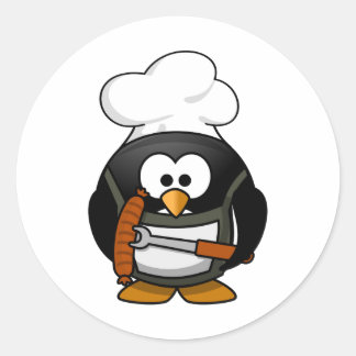 Adesivo Redondo Cartoon de Chef Penguin