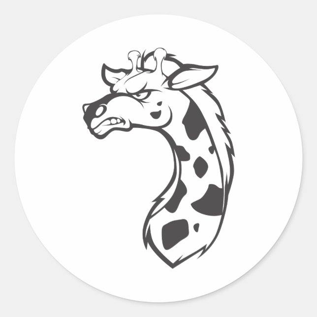 Adesivo Redondo Cartoon de Destaque da Raiva Mad Wild Giraffe (Frente)