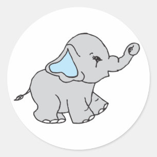 Adesivo Redondo Cartoon de Elefante de Padrão Desenhado à Mão R