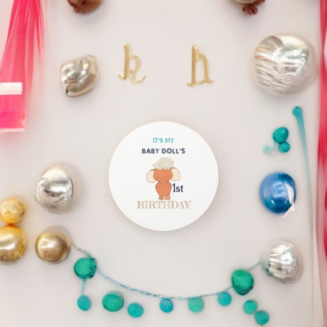 Adesivo Redondo Cartoon de Elefante Multicoloração (Baby & Mom Elephant party theme sticker,birthday party sticker,gift pack,envelope,return gift sticke)