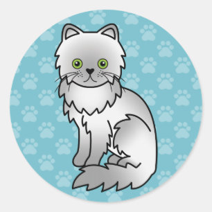 Adesivo Redondo Cartoon De Gato Persa Da Cinza Chinesa Desenho De