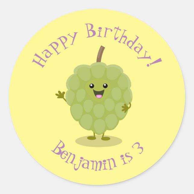 Adesivo Redondo Cartoon de maçã-pastelaria (Frente)