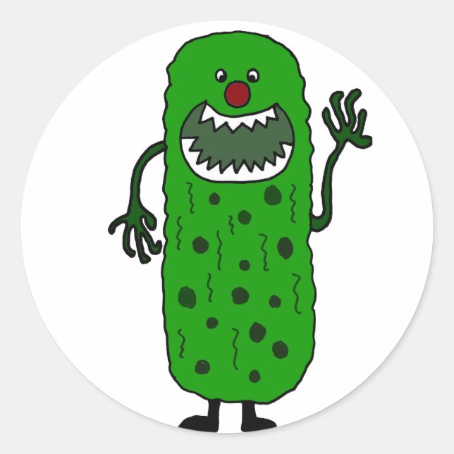 Adesivo Redondo Cartoon de Monstro Engraçado (Frente)