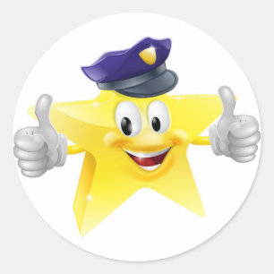 Adesivo Redondo Cartoon do policial estrela