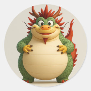 Adesivo Redondo Cartoon Dragon Sticker